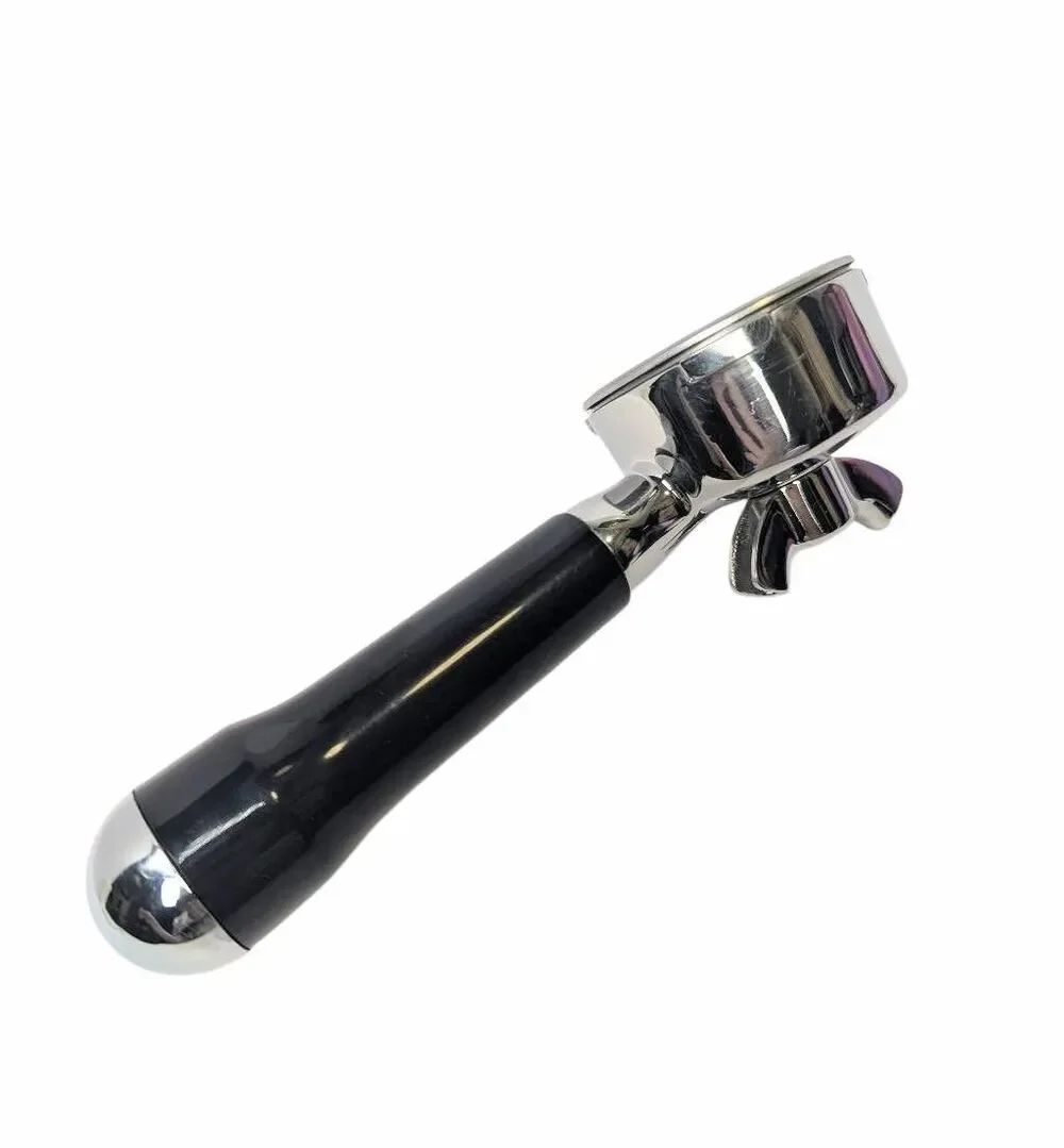 Stainless Espresso Portafilter For DeLonghi Dual Spout Silver Black Handle Cafe